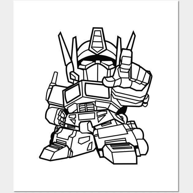 Optimus Prime Chibi - Black Wall Art by lldesigns